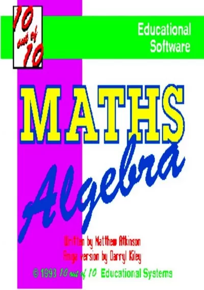 The cover of the game «10 Out Of 10 - Maths Algebra_Disk1»