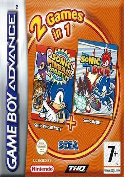 The cover of the game «2 In 1 - Sonic Pinball Party & Sonic Battle (E)»